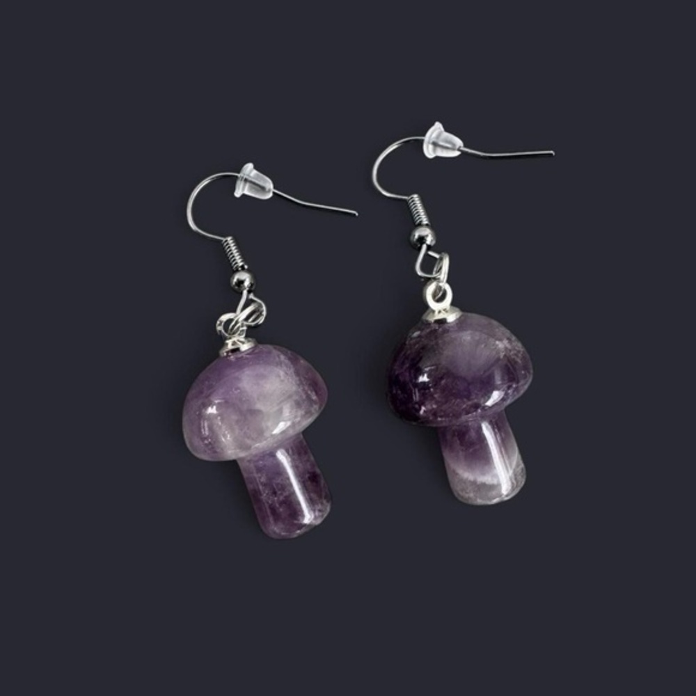 Amethyst Mushroom Earrings